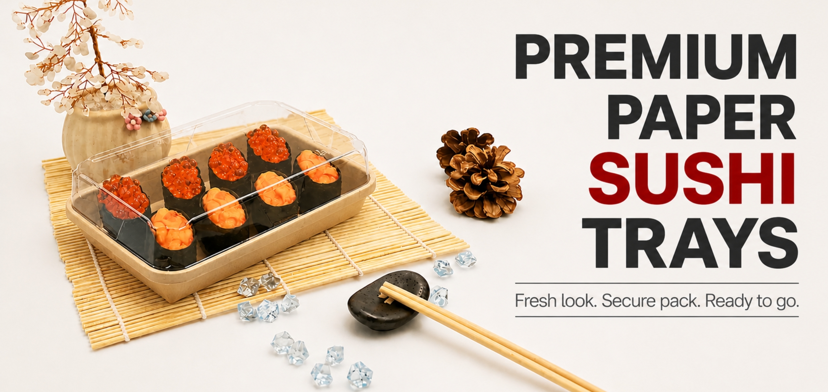 Premium paper sushi trays